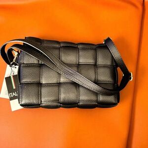 Chiara Ferretti Black Woven Leather Handbag